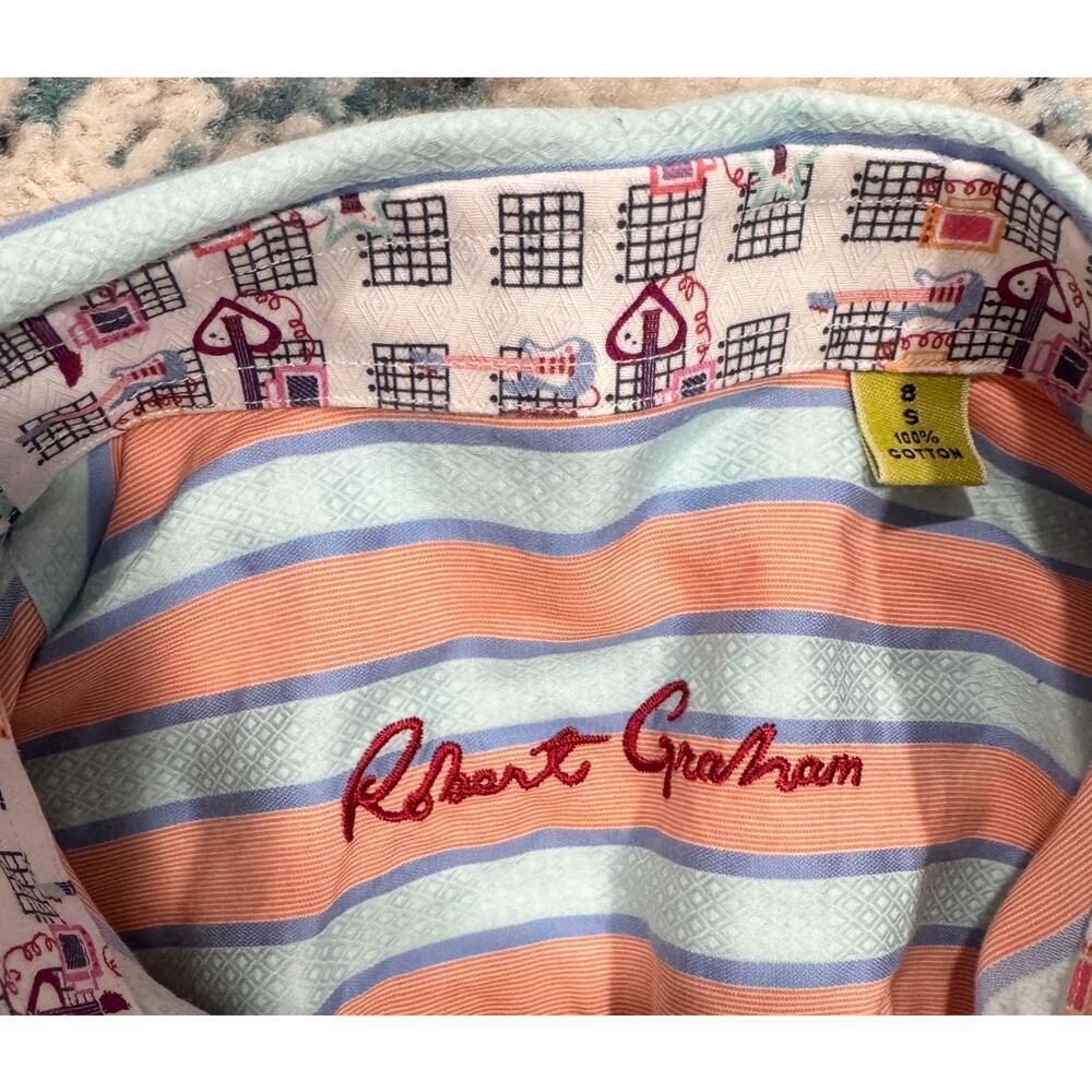 ROBERT GRAHAM Cotton Flip Cuffs Striped Button Down Kids Size S (8) - Picture 4 of 4